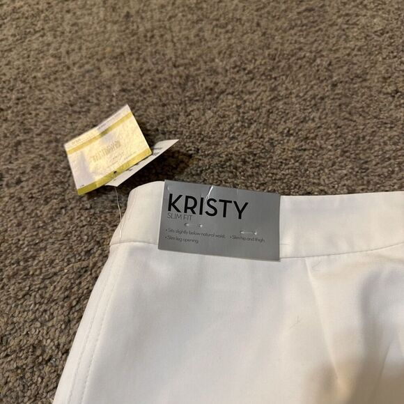 NWT Kasper Women White Kristy Slim Fit Trousers Front Pleat Pant Office‎ Size 14 - Picture 12 of 12